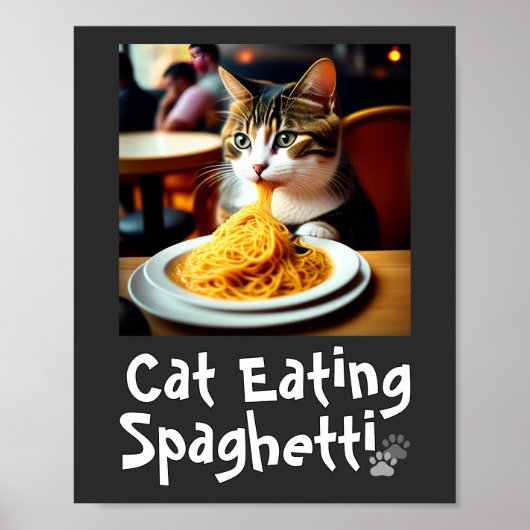 Cat Eating Spaghetti Meme Poster (Voorkant)