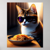 Cat Eating Spaghetti Meme Poster (Voorkant)