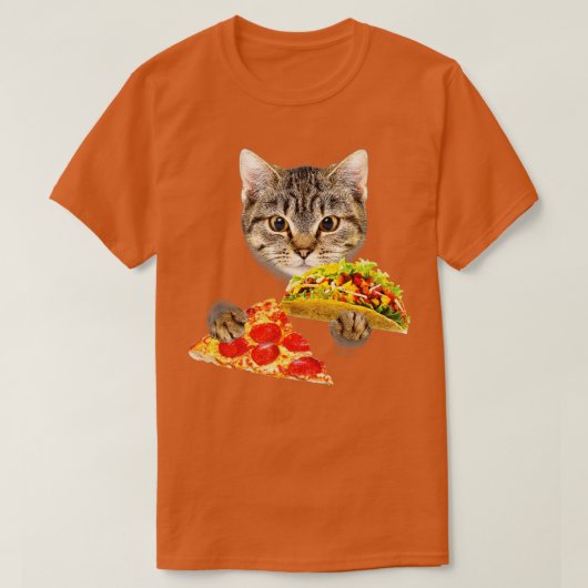 Cat Eating Taco en Pizza Funny Kat van Zany Bra T-shirt (Design voorkant)