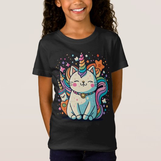 Cat Eenhoorn Schattige Kawaii TShirt (Voorkant)