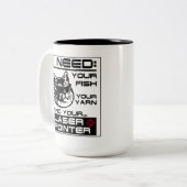 Cat Eisen Visgaren en Laser Pointer Schattige Kat Tweekleurige Koffiemok (Voorkant links)