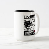 Cat Eisen Visgaren en Laser Pointer Schattige Kat Tweekleurige Koffiemok (Voorkant rechts)