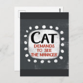 Cat eist Briefkaart van manager te zien (Voorkant / Achterkant)