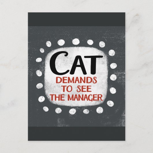 Cat eist Briefkaart van manager te zien (Voorkant)