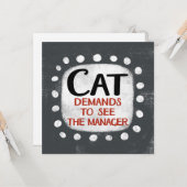 Cat eist Wenskaart van manager te zien Kaart (Voorkant / Achterkant in situ)