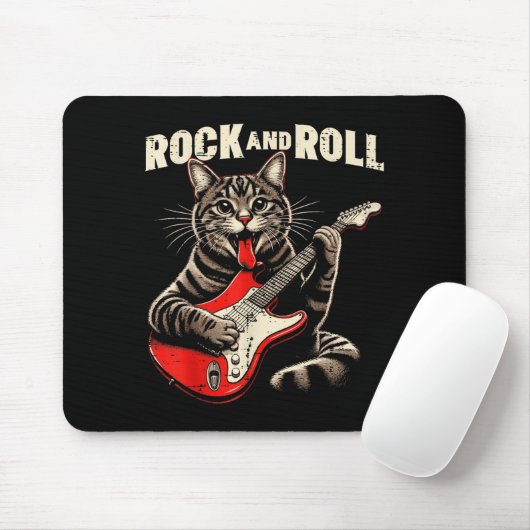 Cat Electric Guitar Rock And Roll Rocker Kitten Me Muismat (Met muis)