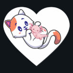 Cat en Axolotl Kawaii Neko Anime Hart Sticker<br><div class="desc">Kat en Axolotl Kawaii Neko Anime Japans design Gift Heart Sticker Klassiek Collectie.</div>