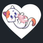 Cat en Axolotl Kawaii Neko Anime Hart Sticker<br><div class="desc">Kat en Axolotl Kawaii Neko Anime Japans design Gift Heart Sticker Klassiek Collectie.</div>