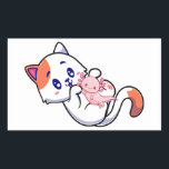 Cat en Axolotl Kawaii Neko Anime Rechthoekige Sticker<br><div class="desc">Kat en Axolotl Kawaii Neko Anime Japans ontwerp Gift Rectangle Sticker Klassiek Collectie.</div>
