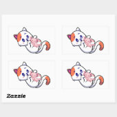 Cat en Axolotl Kawaii Neko Anime Rechthoekige Sticker (Vel)