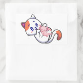 Cat en Axolotl Kawaii Neko Anime Rechthoekige Sticker (Tas)