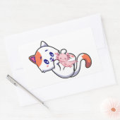 Cat en Axolotl Kawaii Neko Anime Rechthoekige Sticker (Envelop)