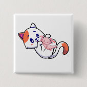 Cat en Axolotl Kawaii Neko Anime Square Button (Voorkant)