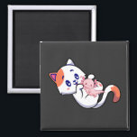 Cat en Axolotl Kawaii Neko Anime Square Magneet<br><div class="desc">Kat en Axolotl Kawaii Neko Anime Japans design Gift Square Magnet Classic Collectie.</div>