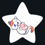 Cat en Axolotl Kawaii Neko Anime Ster Sticker<br><div class="desc">Kat en Axolotl Kawaii Neko Anime Japans design Gift Star Sticker Klassiek Collectie.</div>