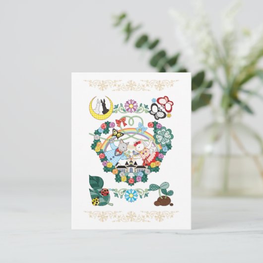 CAT- EN BIRD-WEDINGSKOPJE BRIEFKAART (Staand voorkant)