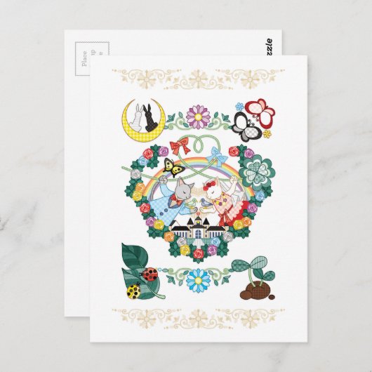 CAT- EN BIRD-WEDINGSKOPJE BRIEFKAART (Voorkant / Achterkant)