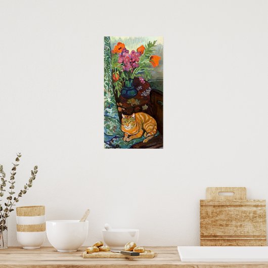 Cat en Bouquet, Suzanne Valadon Poster (Keuken)