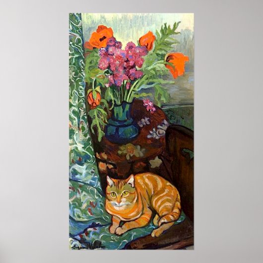 Cat en Bouquet, Suzanne Valadon Poster (Voorkant)