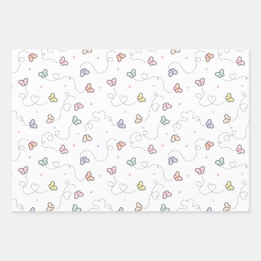 Cat en Butterflies Springtime Cartoon Inpakpapier Vel (Voorkant 2)