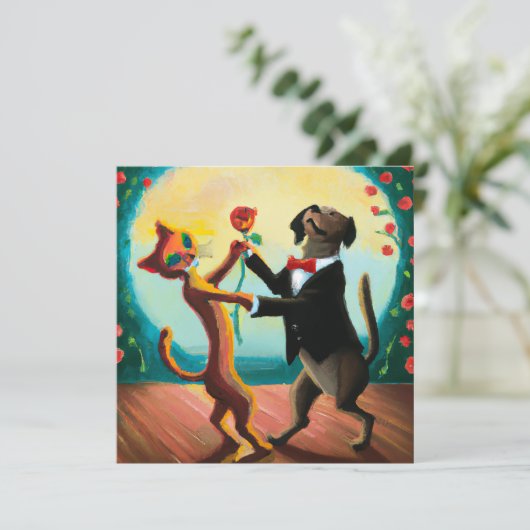 Cat en Dog Dansende Tango in Dance Club, AI Art (Staand voorkant)