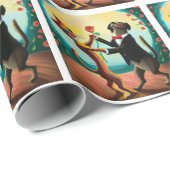 Cat en Dog Dansende Tango in Dance Club, AI Art Cadeaupapier (Rol Hoek)