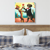 Cat en Dog Dansende Tango in Dance Club, AI Art Canvas Afdruk (Insitu (Slaapkamer))