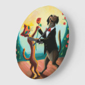 Cat en Dog Dansende Tango in Dance Club, AI Art Grote Klok (Hoek)