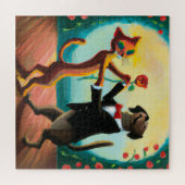 Cat en Dog Dansende Tango in Dance Club, AI Art Legpuzzel (Horizontaal)