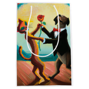 Cat en Dog Dansende Tango in Dance Club, AI Art Medium Cadeauzakje