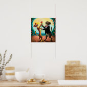 Cat en Dog Dansende Tango in Dance Club, AI Art Poster (Keuken)