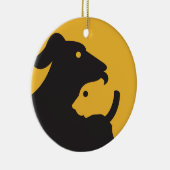 Cat en Dog Silhouette Keramisch Ornament (Rechts)