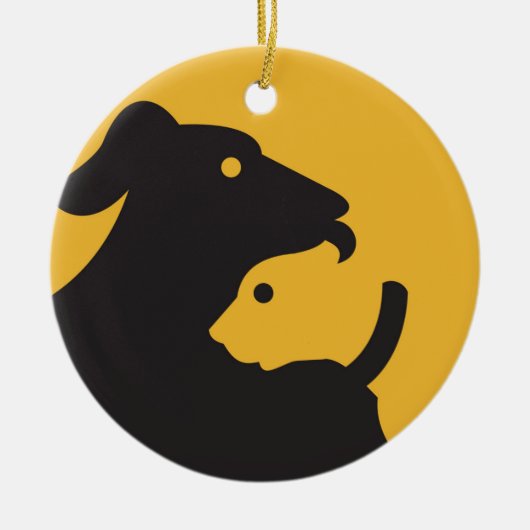 Cat en Dog Silhouette Keramisch Ornament (Voorkant)