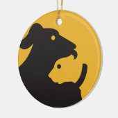 Cat en Dog Silhouette Keramisch Ornament (Links)
