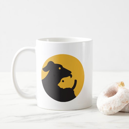Cat en Dog Silhouette Koffiemok (Met donut)