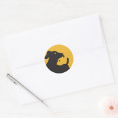 Cat en Dog Silhouette Ronde Sticker (Envelop)
