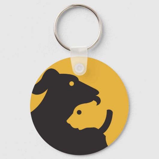 Cat en Dog Silhouette Sleutelhanger (Voorkant)
