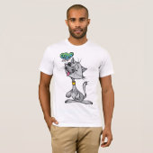 Cat en een vlinder Mannen T-shirt (Voorkant volledig)