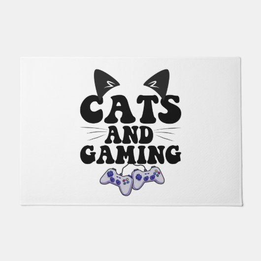 Cat en game grappig Cat Pet Lover Gaming Gift Deurmat (Voorkant)