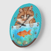 Cat en Goldfish Bowl Funny Hungry Grinning Kat Grote Klok (Hoek)