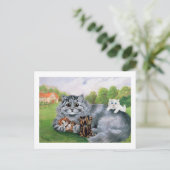 Cat en haar Kittens, Louis Wain Briefkaart (Staand voorkant)