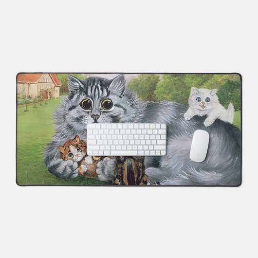 Cat en haar Kittens, Louis Wain Bureaumat (Keyboard & Muis)
