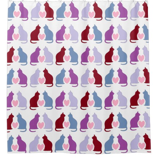 Cat en Hearts Cute Pattern Douchegordijn (Voorkant)