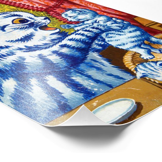 Cat en her Kittens Foto Afdruk (Hoek)