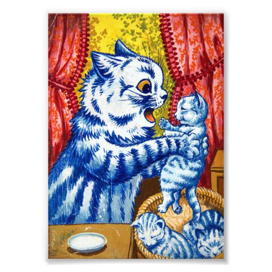 Cat en her Kittens Foto Afdruk (Voorkant)