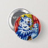 Cat en her Kittens Ronde Button 5,7 Cm (Voorkant /achterkant)