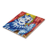 Cat en her Kittens Tegeltje (Zijkant)