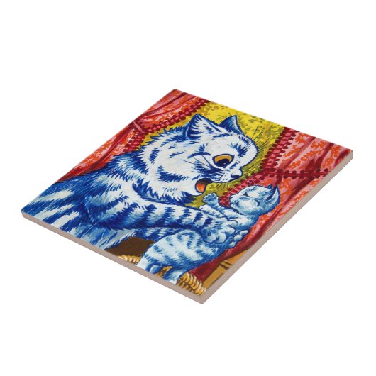 Cat en her Kittens Tegeltje (Zijkant)