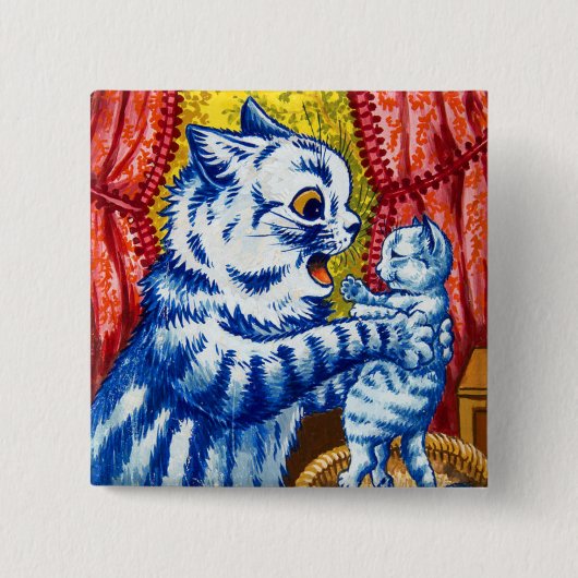 Cat en her Kittens Vierkante Button 5,1 Cm (Voorkant)