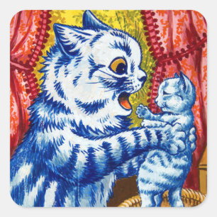 Cat en her Kittens Vierkante Sticker